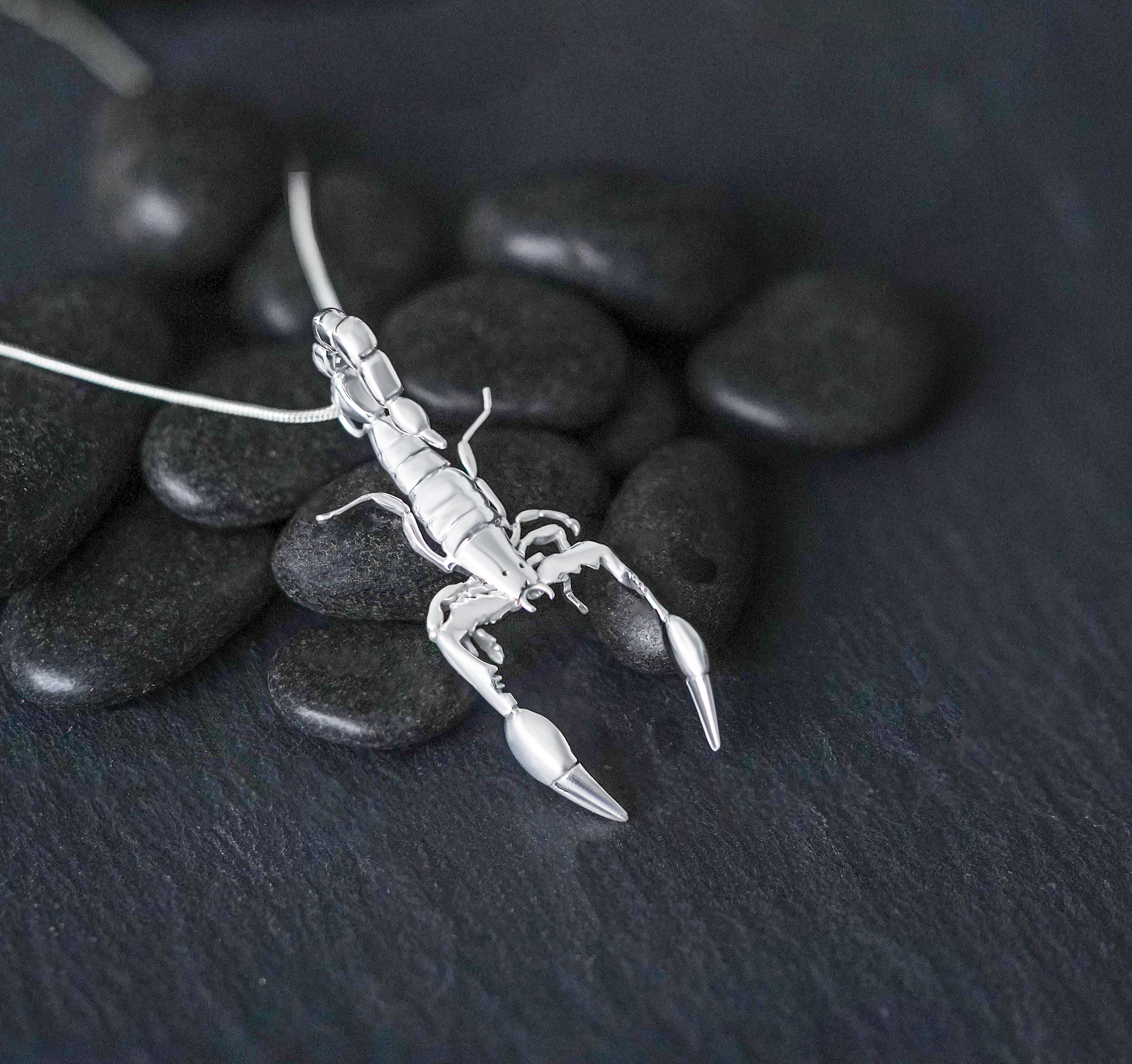 Handmade sterling silver scorpion pendant