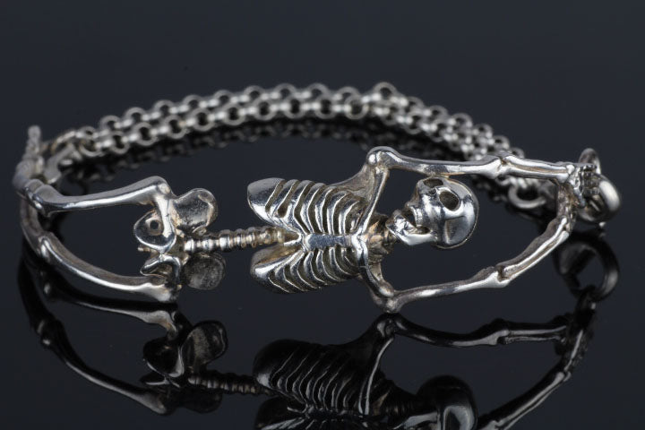 Handmade sterling silver anatomical skeleton bracelet