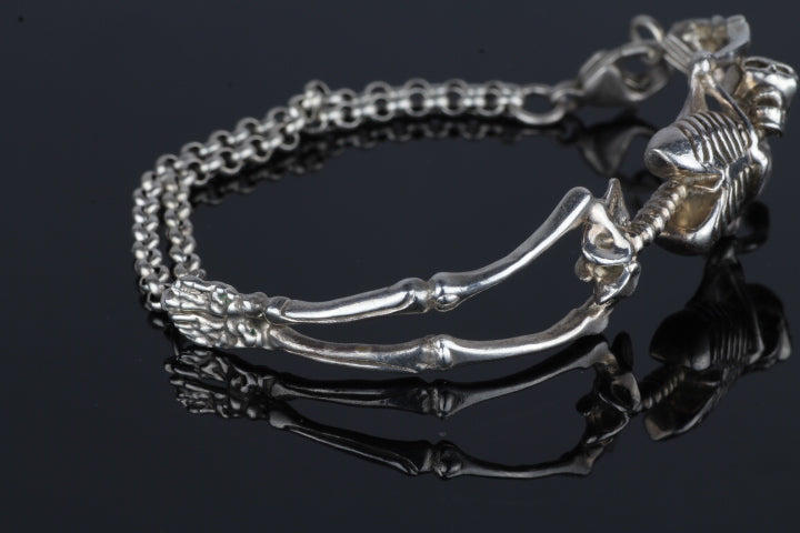 Handmade sterling silver anatomical skeleton bracelet