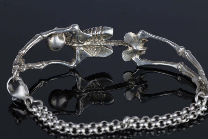 Handmade sterling silver anatomical skeleton bracelet