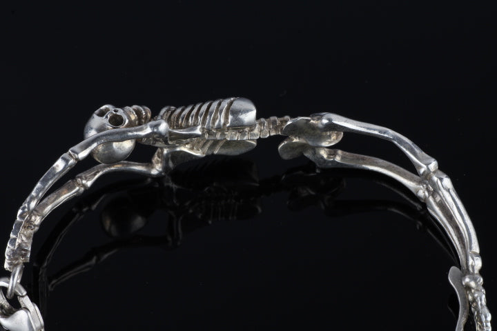 Handmade sterling silver anatomical skeleton bracelet